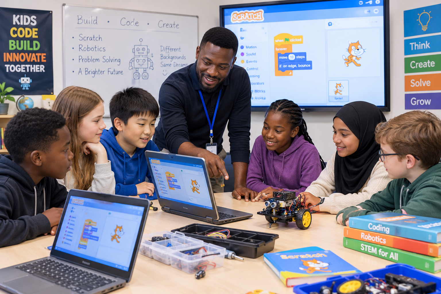 A group of students working together during a class